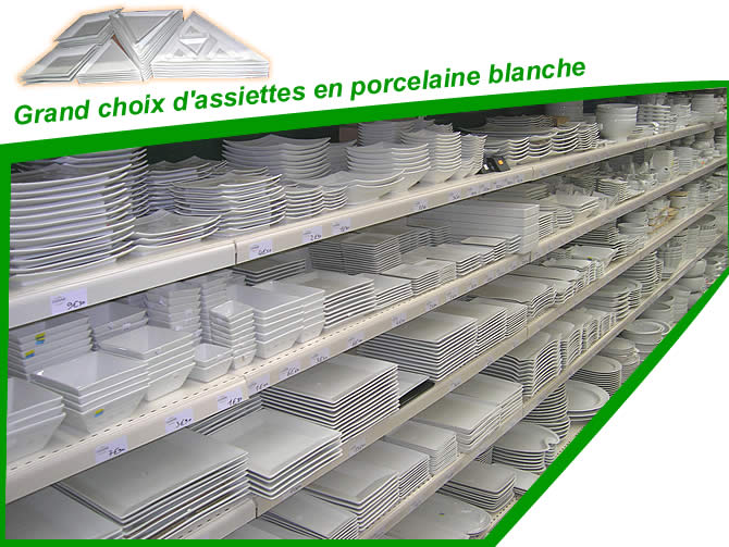 assiettes en porcelaine blanche